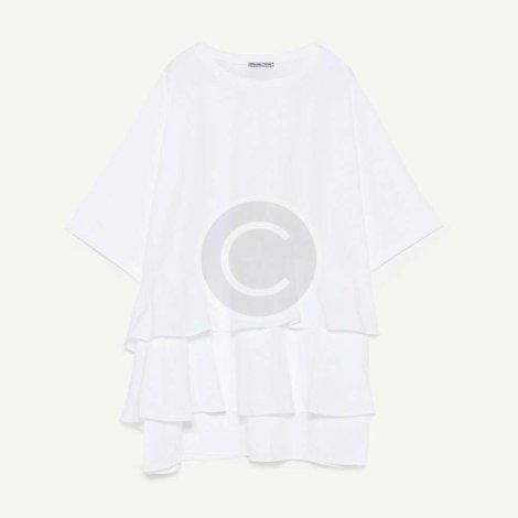 T-Shirt with flounces of poplin